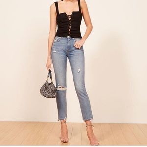 Reformation Julia Cropped Cigarette Distressed Jeans Size 23 NWT
